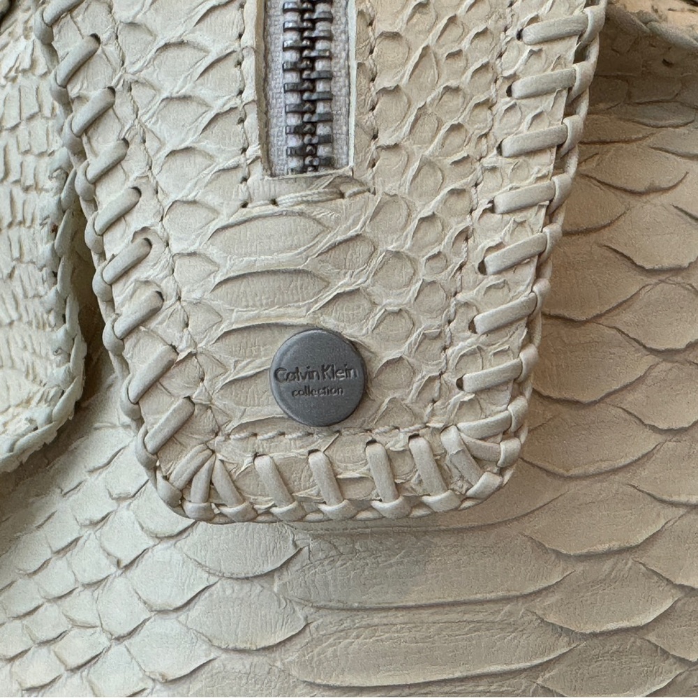 Calvin Klein Collection Large White Python Designer  Handbag - Picture 3 of 13